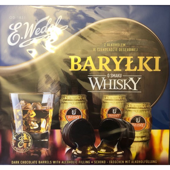 E. Wedel Barylki Whiskey, Chocolate Happy Barrels With Liqueur Filling 300g