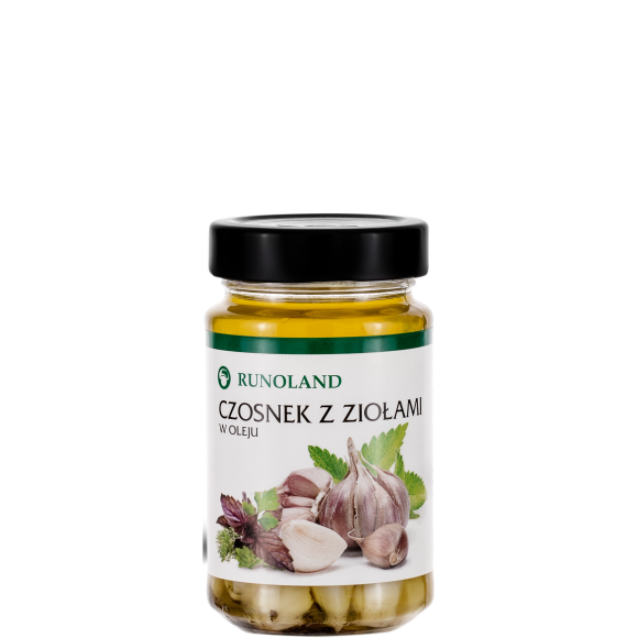 Pickled Garlic with Herbs in Vegetable Oil 210g Runoland