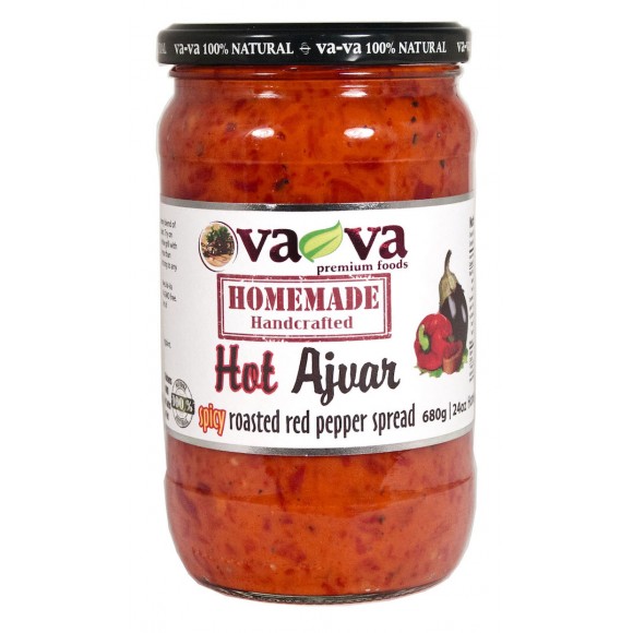 Spicy Roasted Pepper Spread Hot Ajvar Homemade Handcrafted Vava 680g