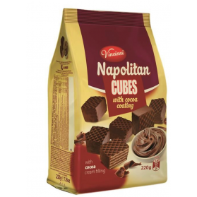 Napolitan Cubes with Cocoa Cream Filling with Cocoa Coating Vincinni 220g