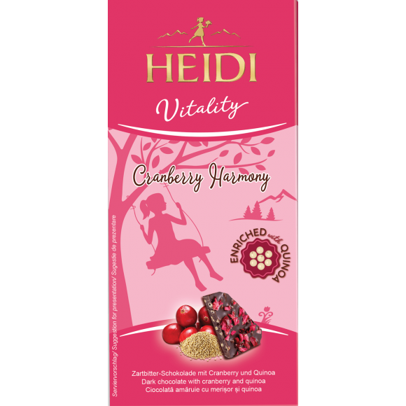 Cranberry Harmony, Milk Chocolate with Cranberry and Quinoa, Heidi 80g