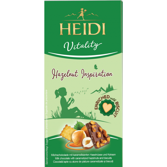 Hazelnut Inspiration, Milk Chocolate with Hazelnuts and Biscuits, Heidi 80g