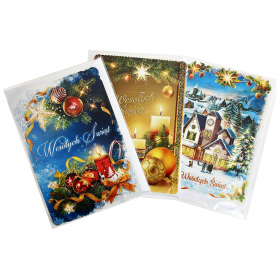 Polish Christmas / Seasonal Cards with Wafers "Opłatki" (Pack of 3) - Variety