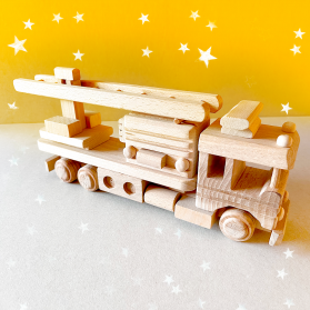 Wooden Firetruck Toy | 100% Natural Beechwood | Eco-Friendly Montessori Toy | Made in Europe
