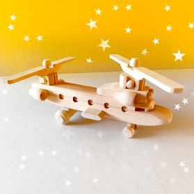 Wooden Dual Helicopter Toy | 100% Natural Beechwood | Eco-Friendly Montessori Toy | Made in Europe