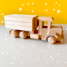 Wooden Piggy Bank Truck | 100% Natural Beechwood | Eco-Friendly Montessori Toy | Made in Europe