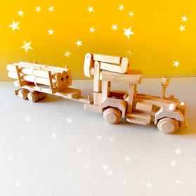 Wooden Logging Tractor | 100% Natural Beechwood | Eco-Friendly Montessori Toy | Made in Europe