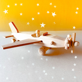 Wooden Airplane with Pilot | 100% Natural Beechwood | Eco-Friendly Montessori Toy | Made in Europe