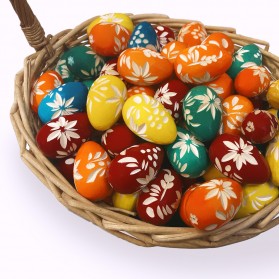 Traditional European Hand Carved Wooden Eggs (Bundle of 6)