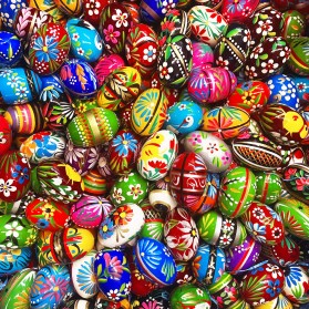 Traditional European Hand-Painted Wooden Eggs (Bundle of 9) - Small