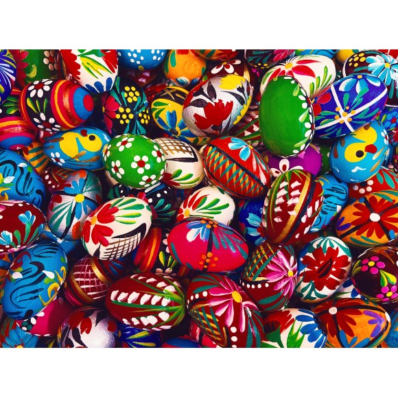 Traditional European Hand-Painted Wooden Eggs (Bundle of 6) - Medium