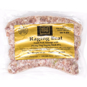 Raging Brat, Fresh Pork Sausage with Beer, 14oz / Meat Crafters