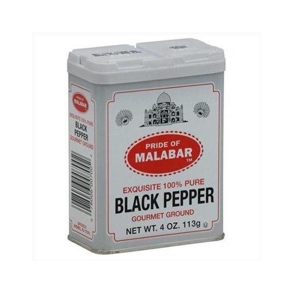 Pride of Malabar 100% Pure Ground Black Pepper 4 oz (113 g)