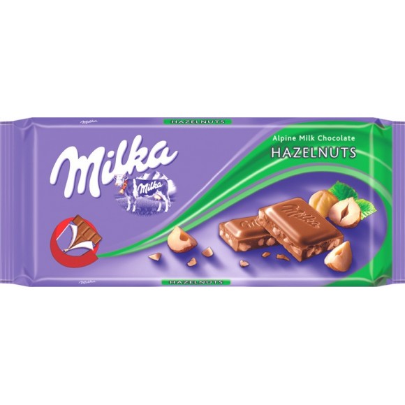 Milka Hazelnuts Alpine Milk Chocolate 100g/3.5oz