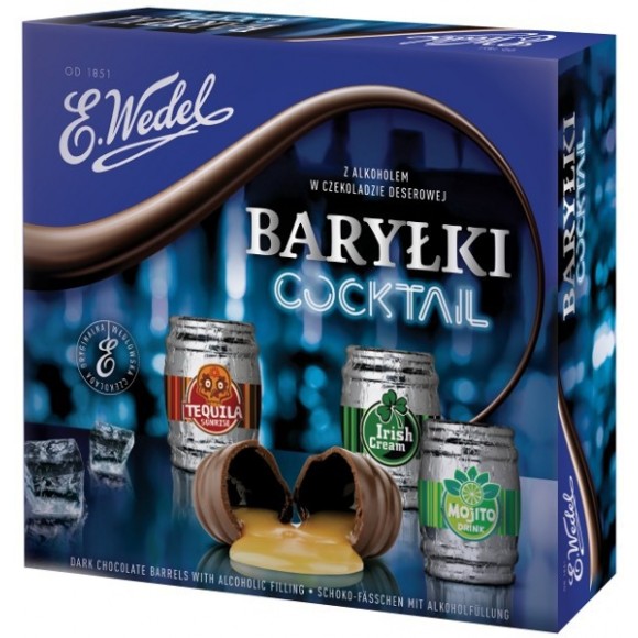 E. Wedel Barylki Cocktail - Dark Chocolate Barrels With Liqueur Filling 200g./7.1oz.