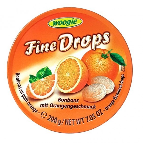 Woogie Fine Drops Orange Flavored Candies 200g/7.05oz