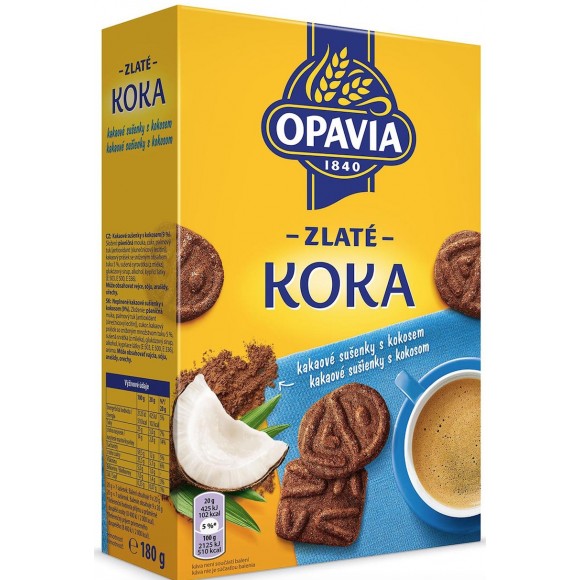 Opavia Zlate Zlate Koka/ Chocolate Biscuits with Coconut 180g/6,349oz