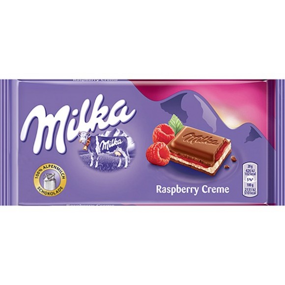 Milka Rasberry Alpenmilch Schokolade / Alpine Milk Chocolate 100g/3.52oz