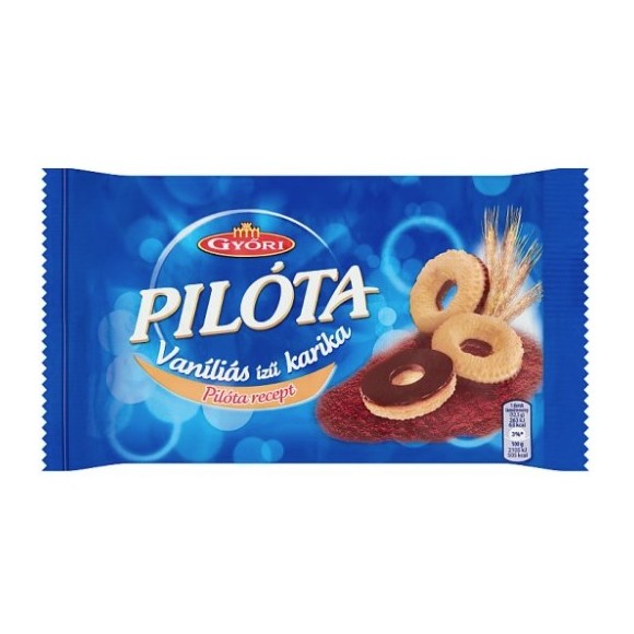 Gyori Pilota Vanilla Hoop Biscuit with Milk Chocolate - Vanilias karika 100g