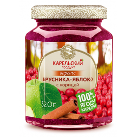 Lingonberry Preserves with Apple and Cinnamon Karelian Product Kosher/Halal 320g