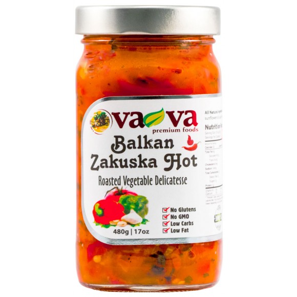 Balkan Zakuska Hot, Roasted Vegetable Delicatesse Vava 480g