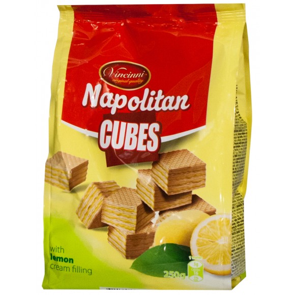 Napolitan Cubes with Lemon Cream Filling Vincinni 250g