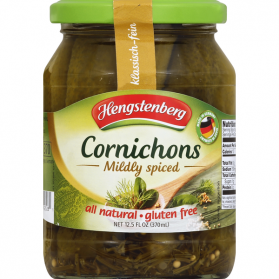 Cornichons, Mildly Spiced, Hengstenberg 370ml/12.5 fl.oz.