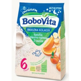 Bobovita Milk/Rice Cereal with Apricot,Orange,Banana Flavor/Kaszka Mleczno Ryżowa 3 owoce 230g/8.11oz.