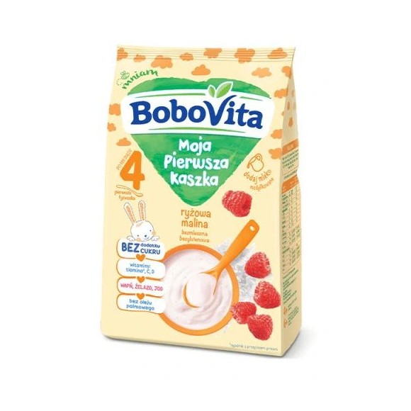 Bobovita Rice Cereal with Raspberry Flavor -Sugar Free /Kaszka Ryżowa o smaku Malinowym 180g/6.35oz.
