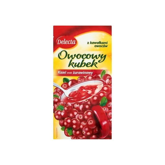 Delecta Cranberry Jelly Fruit Cup / Kisiel Żurawinowy z Kawałkami Owoców 30g./1.06oz.